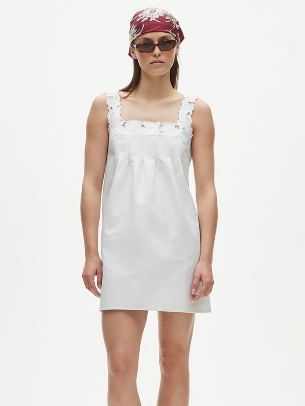 JCrew White Lace-Trim Slip Dress